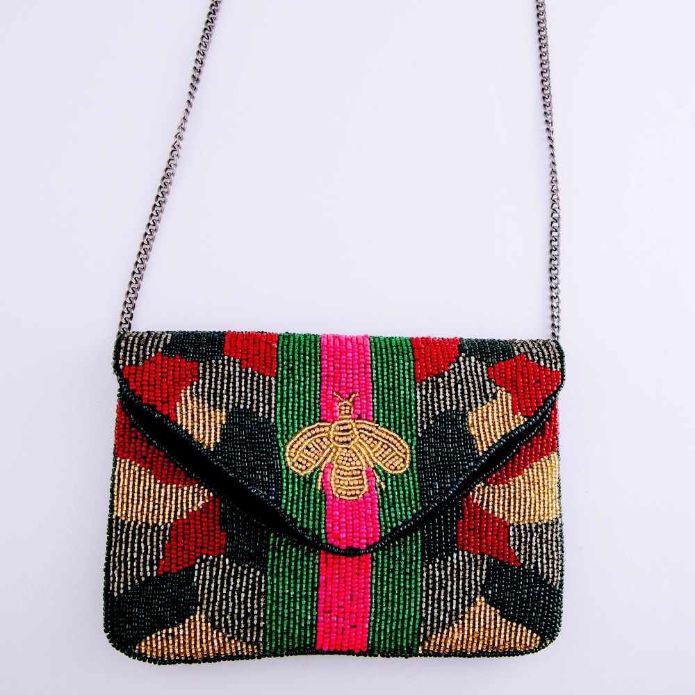 Designer inspired Bee crossbody clutch.